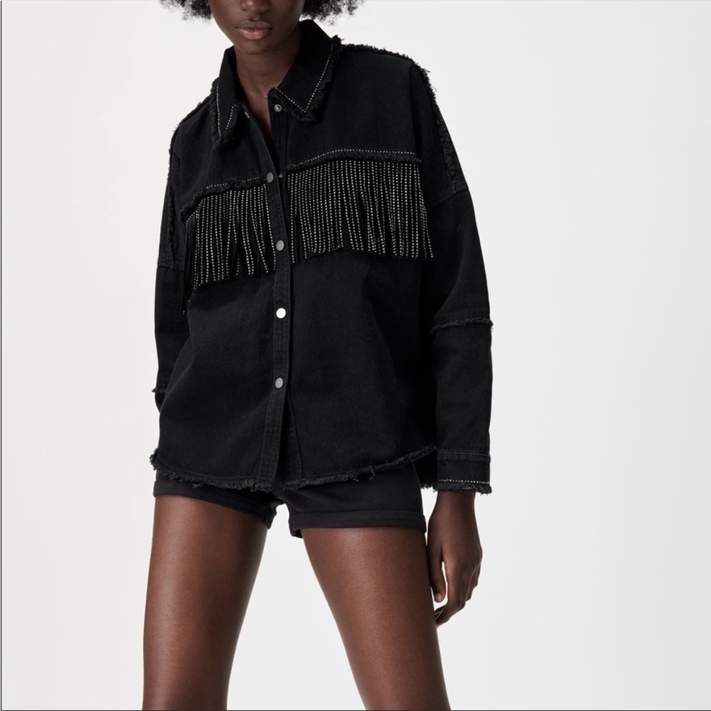 Zara Black Fringe Jacket